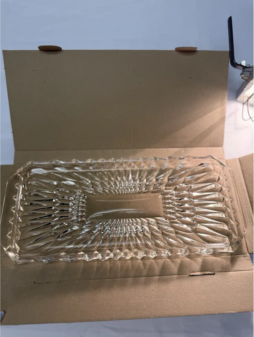 Vintage West German Glass Cake Platter Mid Century 1960-1970 Pressed Glass